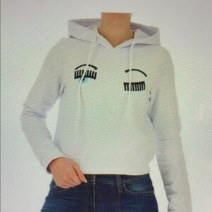 Chiara Ferragni winking grey hoodie Sz M